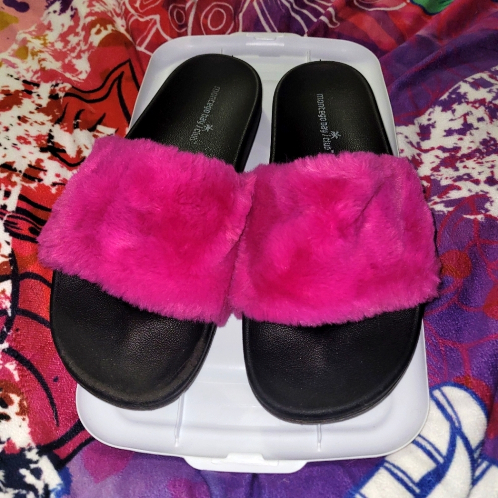 Faux Fur Slides